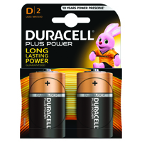 DURACELL PLUS SIZE D BATTERY PK2