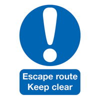 ESCAPE ROUTE KEEP CLEAR A5 PVC FX01051R
