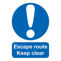 ESCAPE ROUTE KEEP CLEAR A5 S/A FX01051S