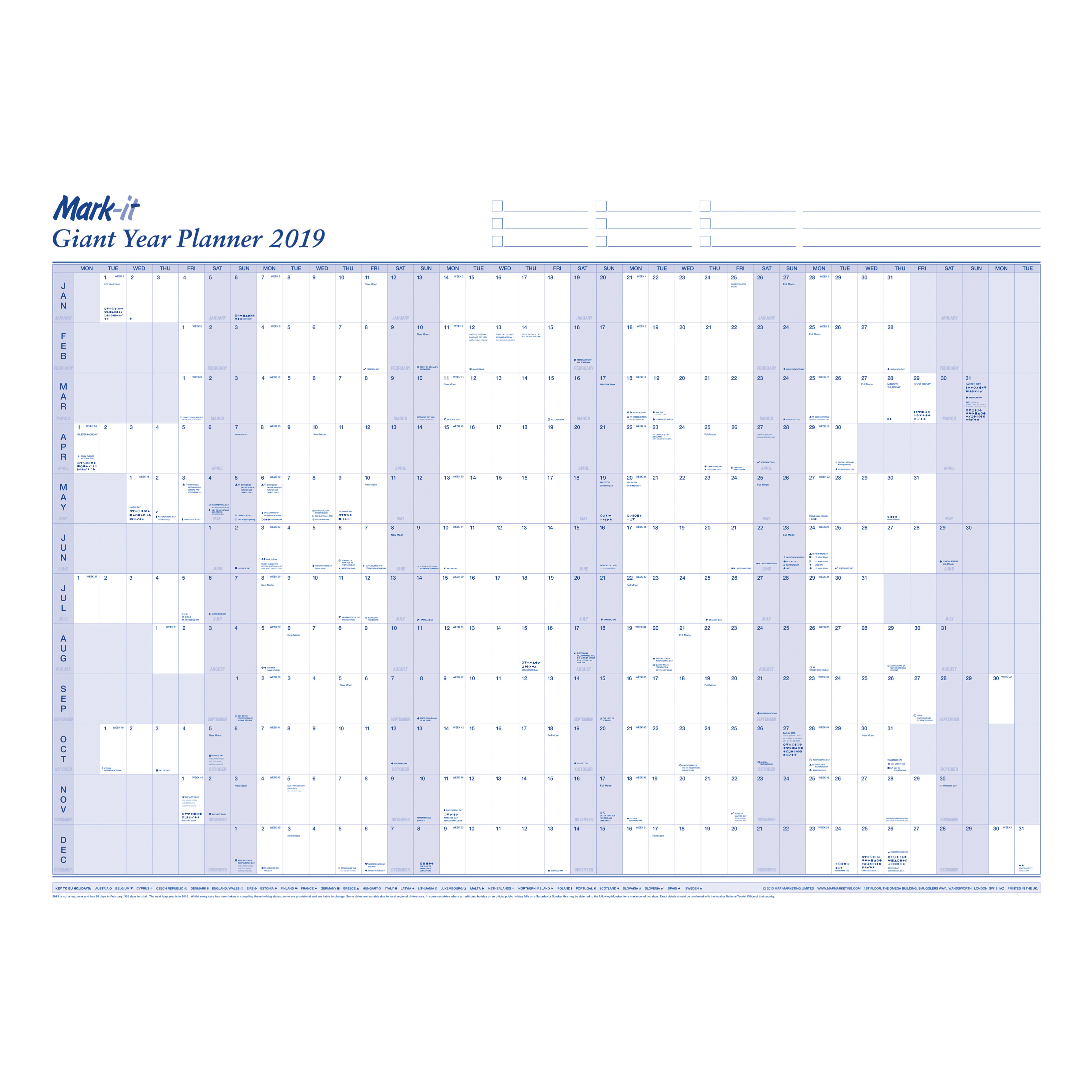 MARK-IT 2019 GIANT YEAR PLANNER 19YP