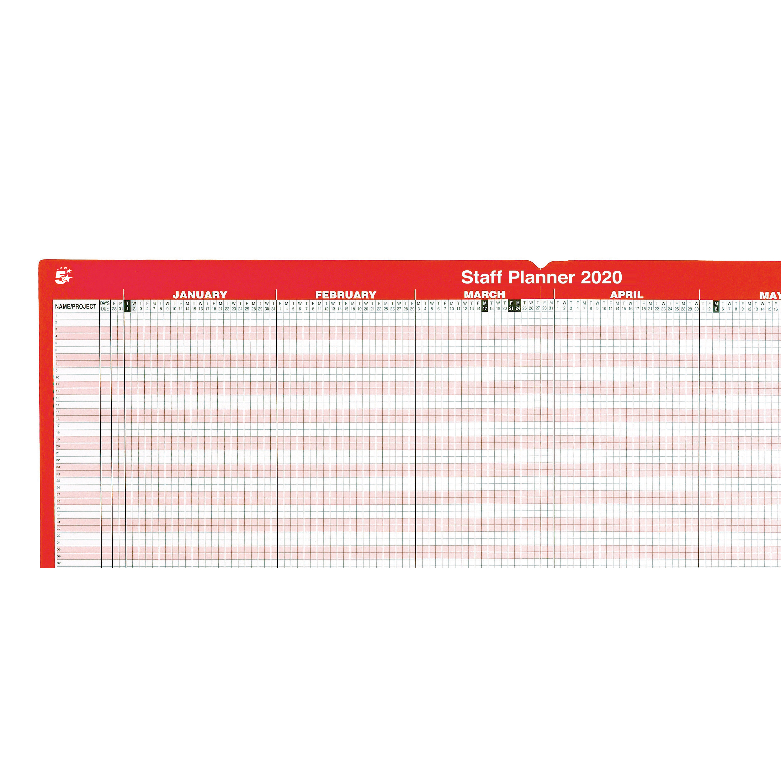 5 STAR 2020 STAFF PLANNER UNMOUNTED