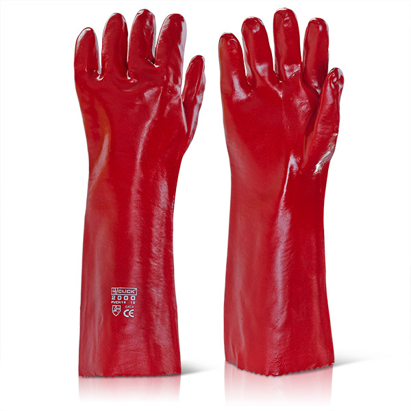 )PVC GAUNTLET RED 18INCH
