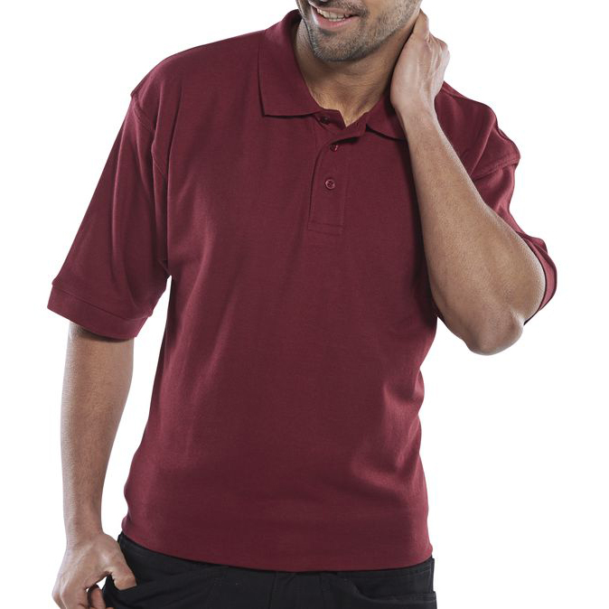 )CLICK P/C POLO SHIRT BURGUNDY SMALL