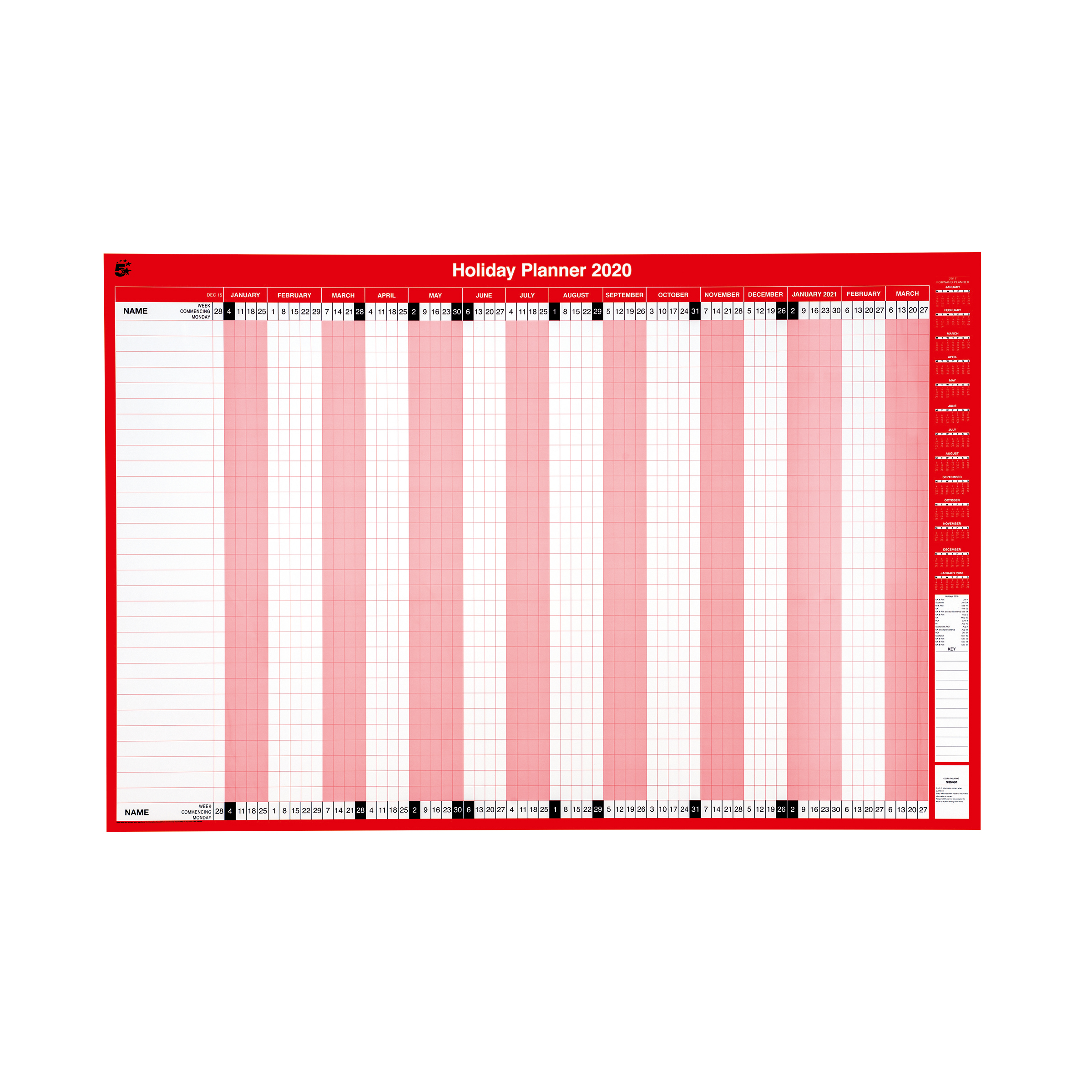 5 STAR 2020 HOLIDAY PLANNER UNMTD