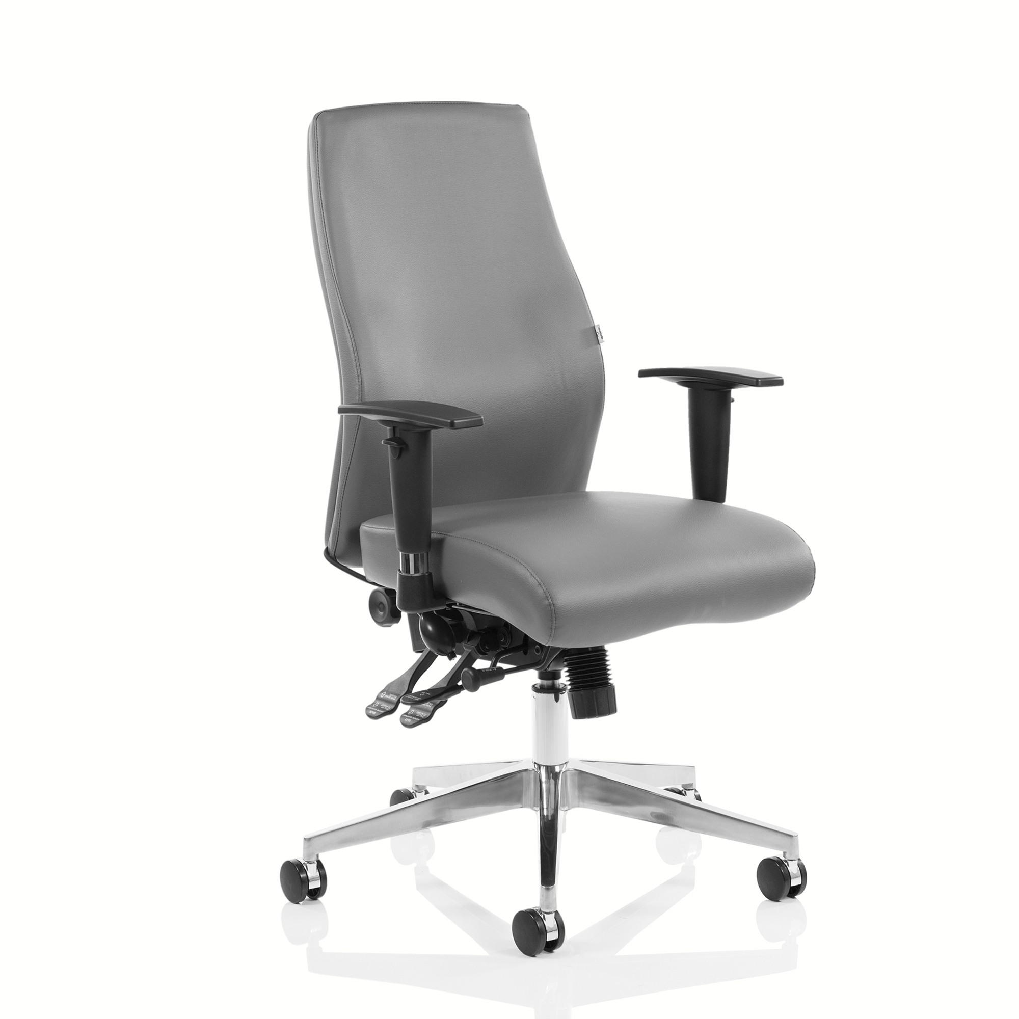#ADROIT ONYX ERGO POSTURE ARMS GREY LTHR