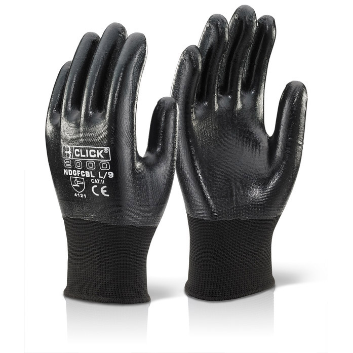 )NITRILE F/C POLYESTER BLK LGE