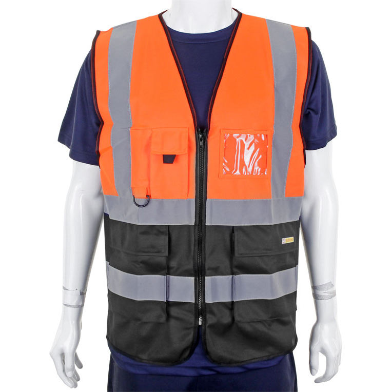 )TWO TONE EXEC WAISTCOAT ORNG/BK LGE