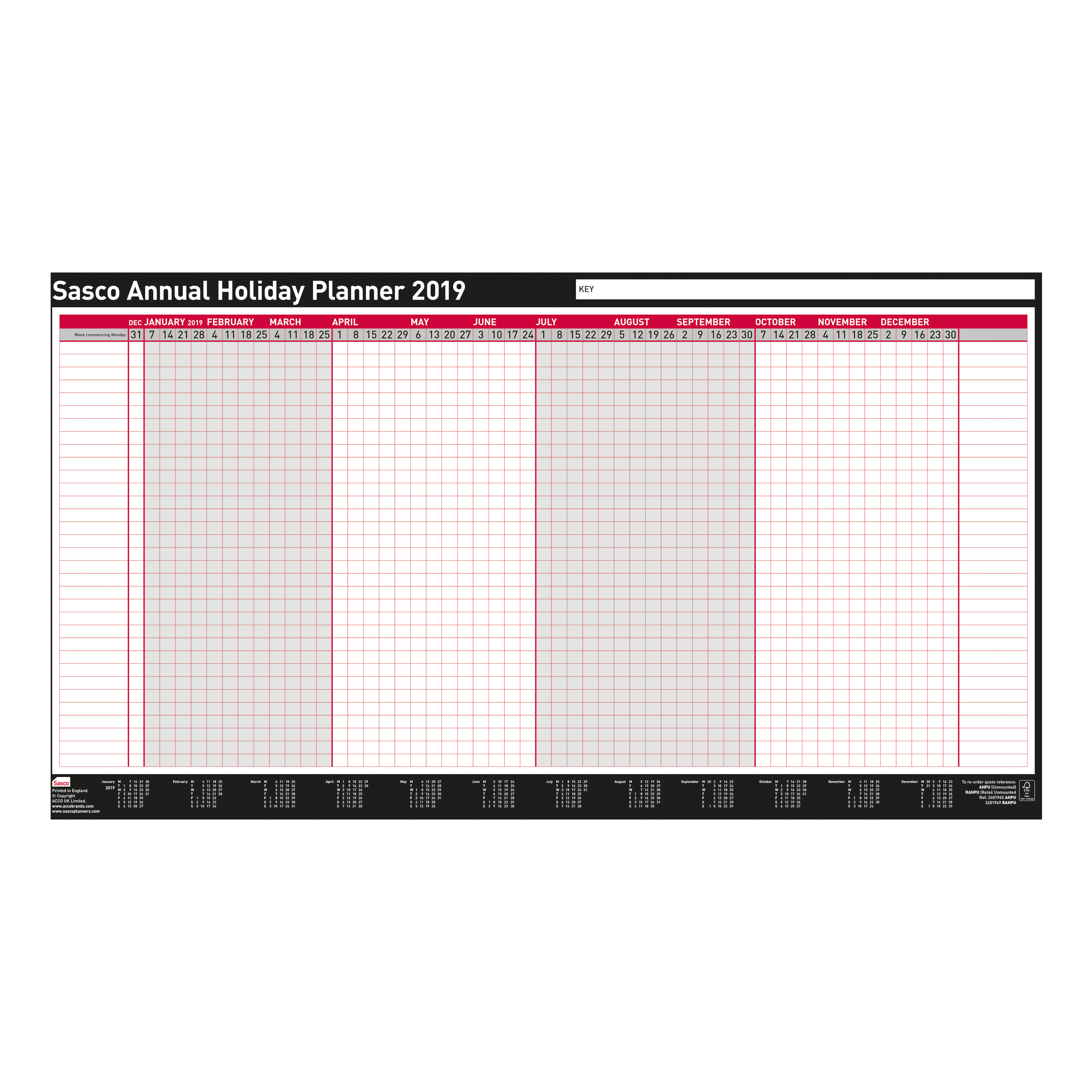 SASCO 2019 ANNUAL HOLIDAY PLANNER UNMTD