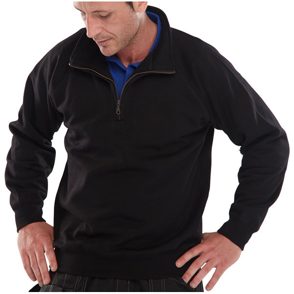 )QUARTER ZIP P/C SWEATSHIRT BLACK S