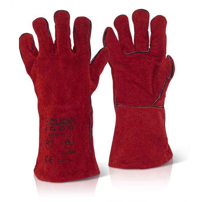 )RED WELDERS GAUNTLET 14INCH CAT 2
