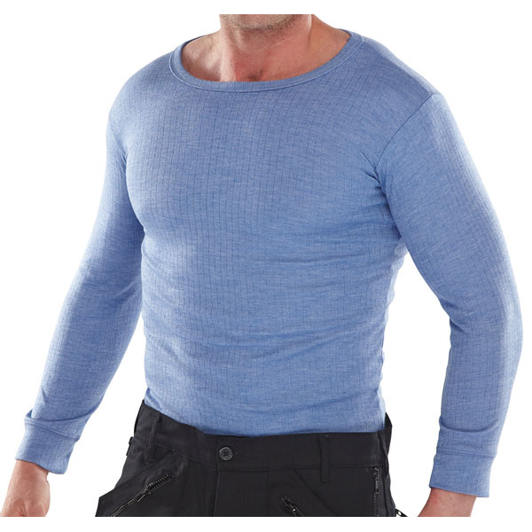 )THERMAL VEST LONG SLV BLUE L