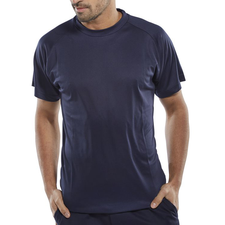 )B-COOL T-SHIRT NAVY LARGE
