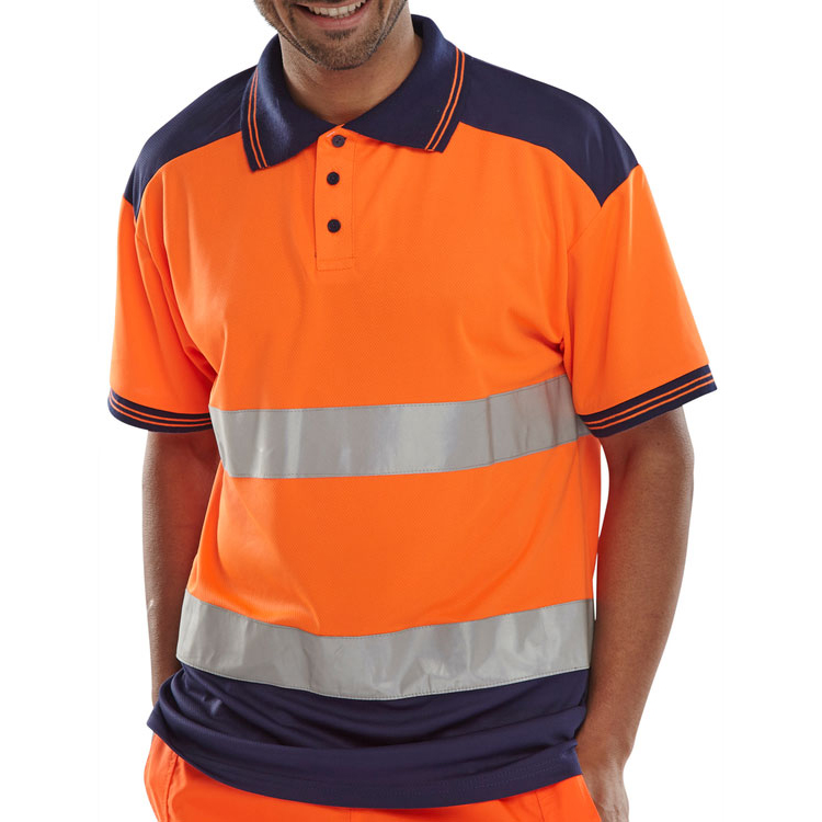 )PK POLO SHIRT 2TONE ORANGE/NAVY 4XL