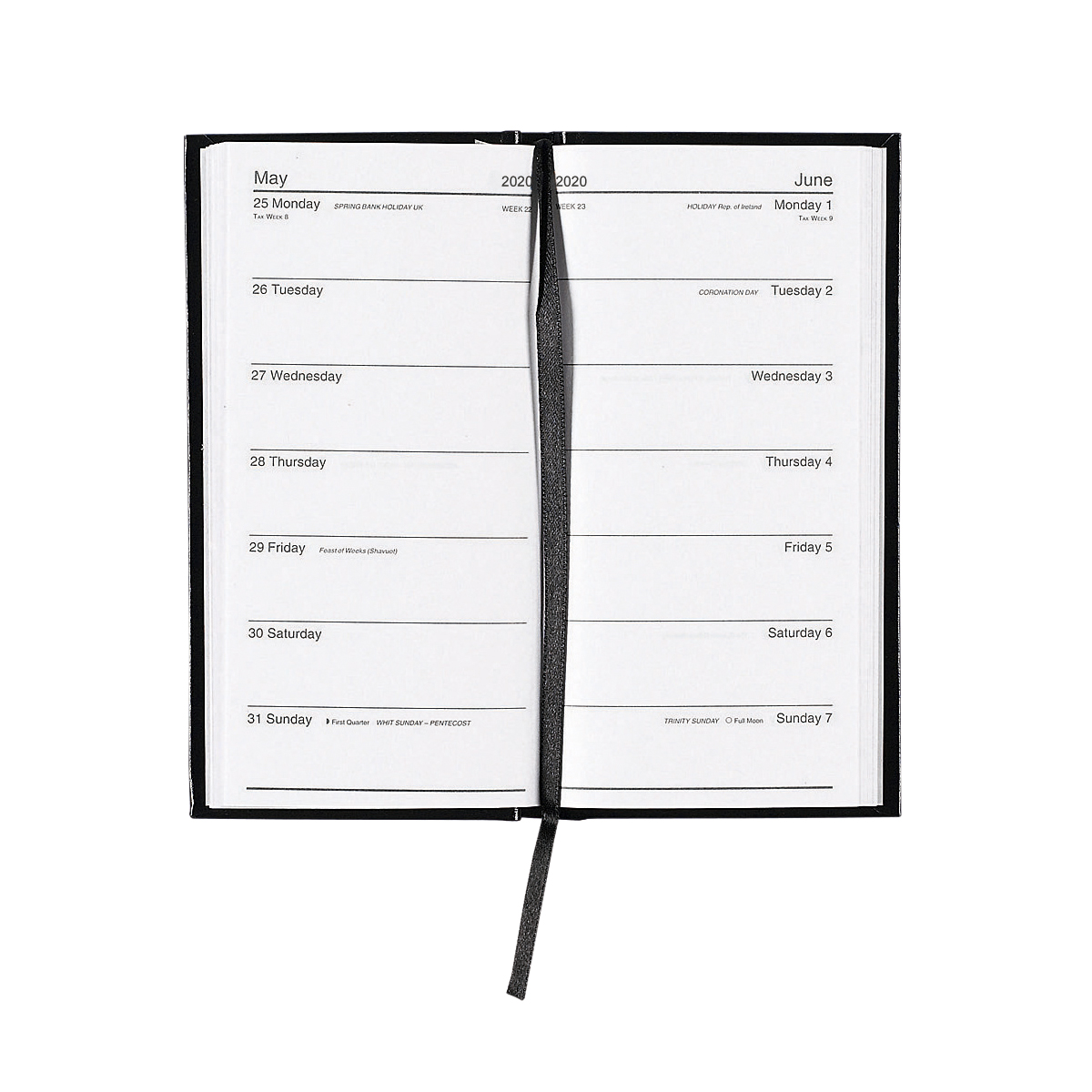 5 STAR 2020 2 WKS/VIEW SLIM DIARY BLACK