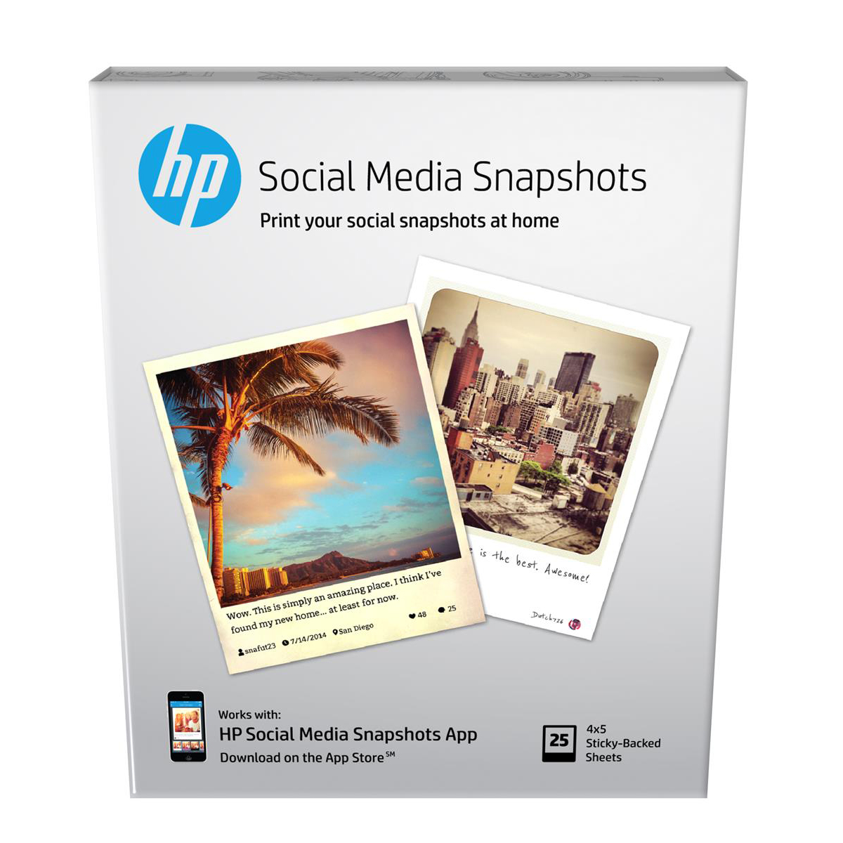 )HP RMVBLE STICKY PHOTOPAPER10X13CM PK25