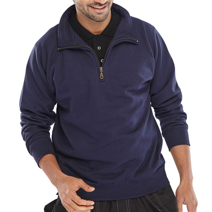 )QUARTER ZIP P/C SWEATSHIRT NAVY LARGE