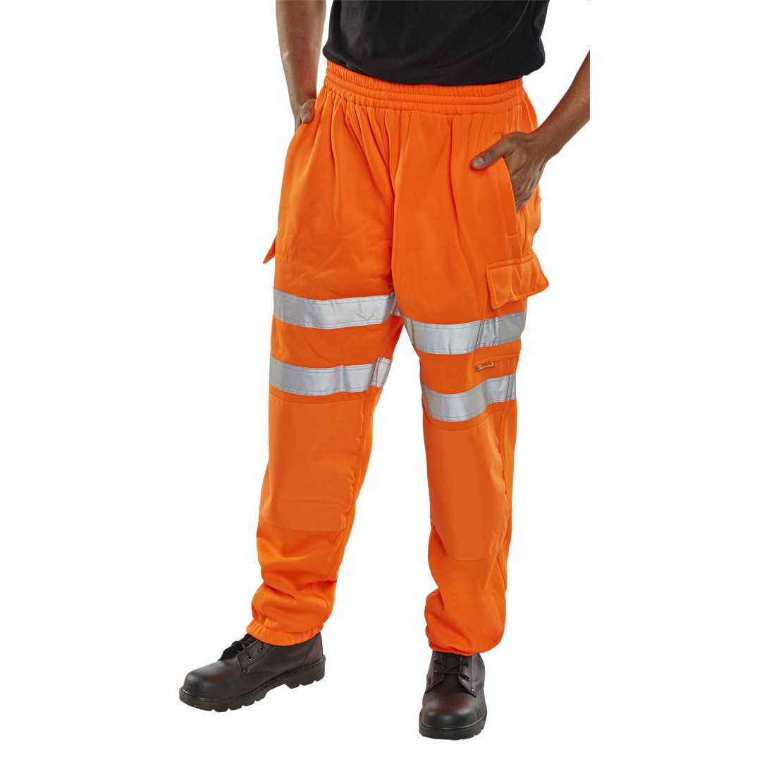 )HI-VIS SWEAT JOG BOTTOM ORANGE 3XL