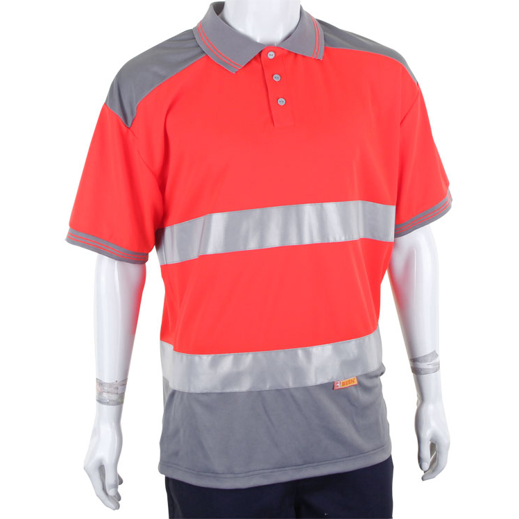 )PK POLO SHIRT 2TONE RED/GREY 2XL