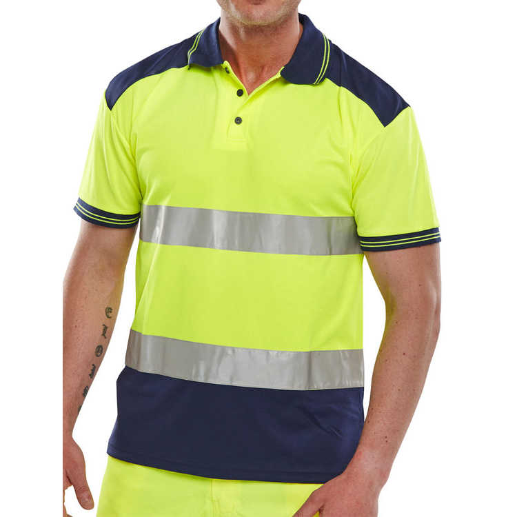 )PK POLO SHIRT 2TONE SAT YEL/NAVY 2XL