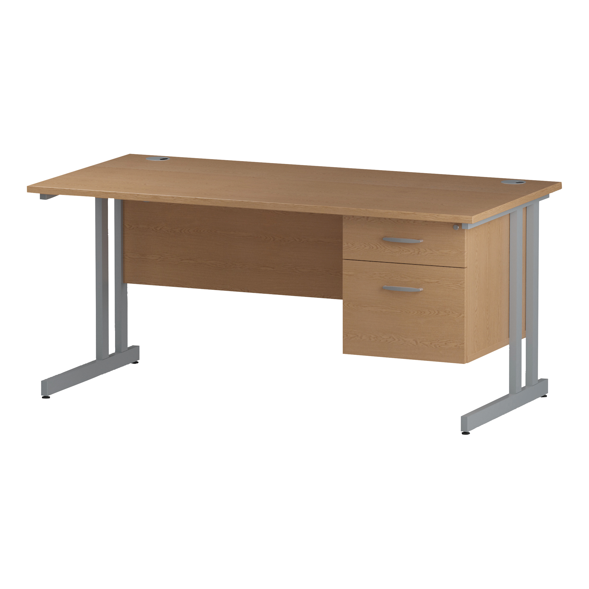 &TREXUS 2DW FXDPED 1600MM RECDSK OAK/SLV