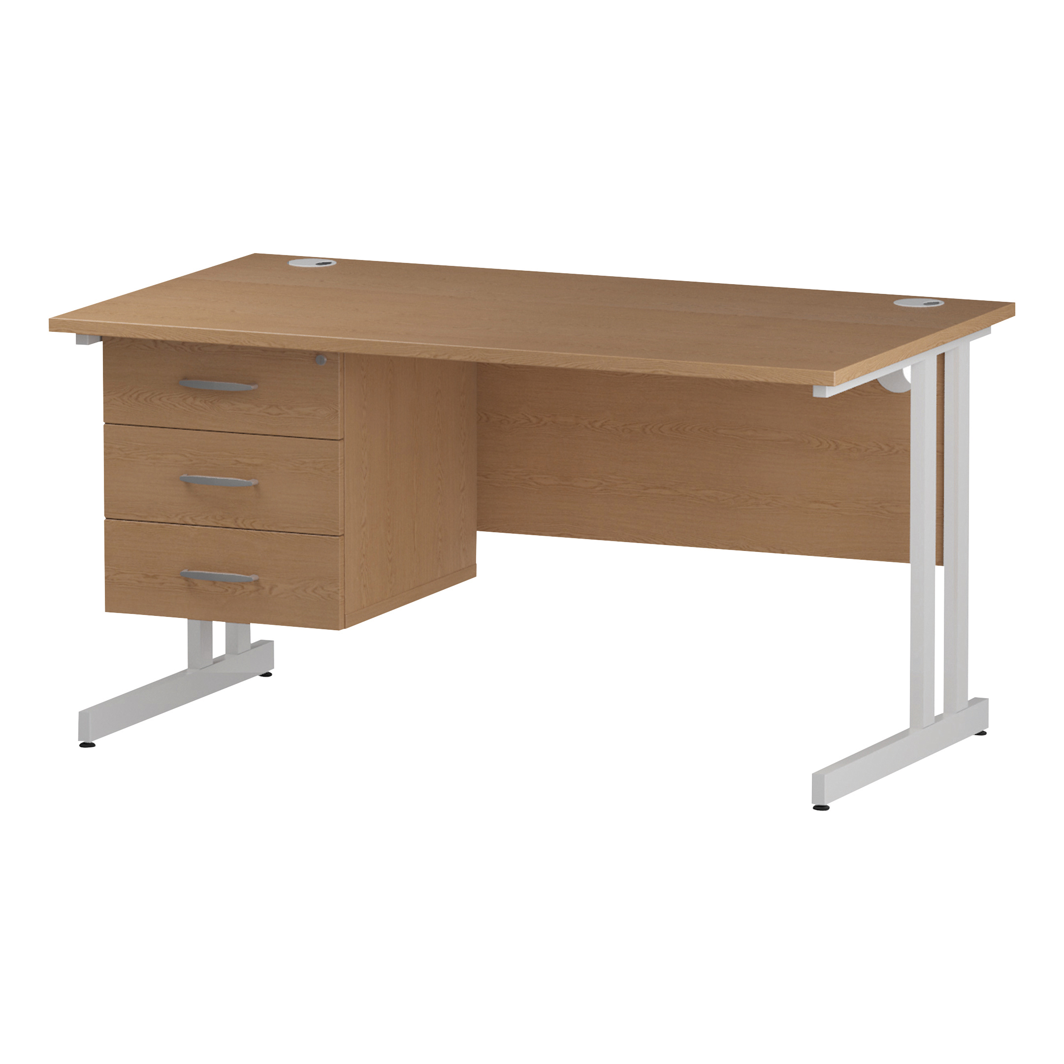&TREXUS 3DW FXDPED 1400MM RECDSK OAK/WHT