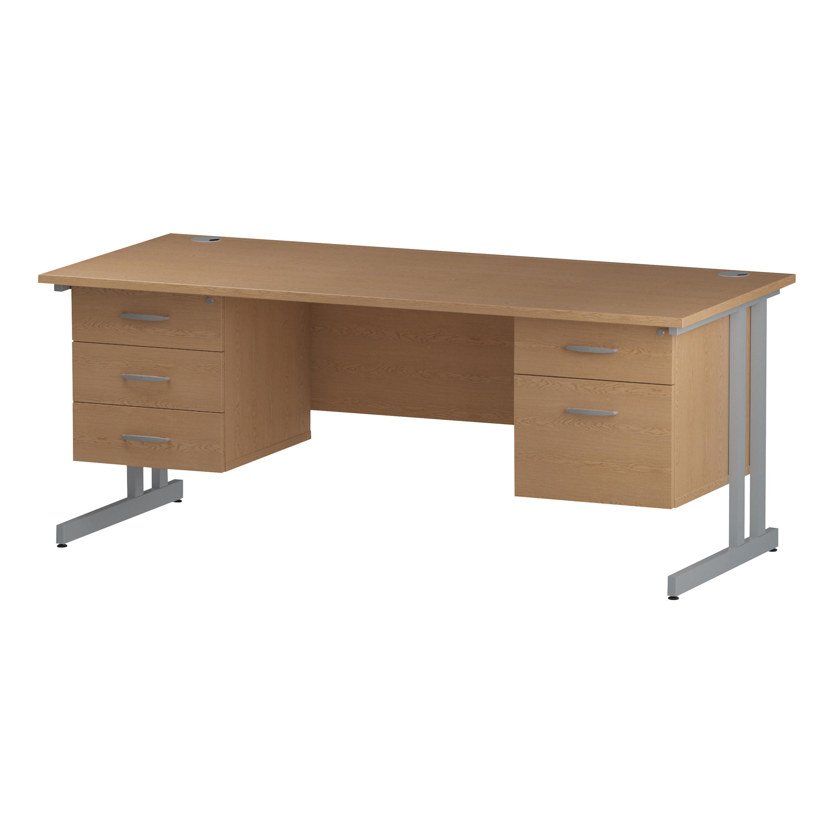 &TREXUS DBL FXDPED 1800MM RECDSK OAK/SLV