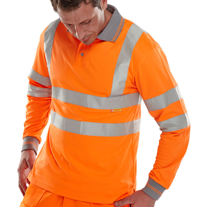 )BSEEN EN ISO 20471 LS POLO ORANGE L