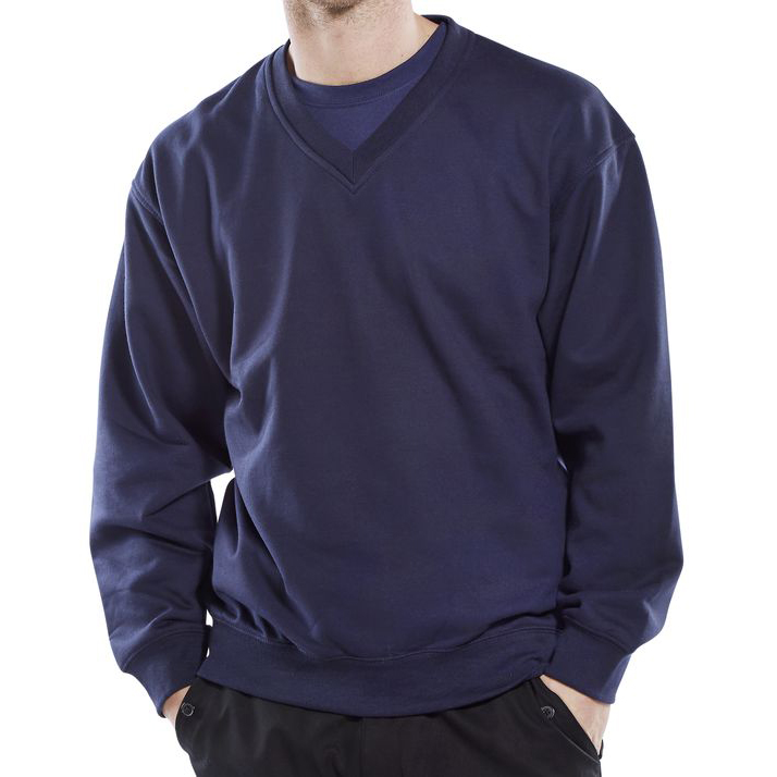 )CLICK V-NECK P/C SWEATSHIRT NAVY MED
