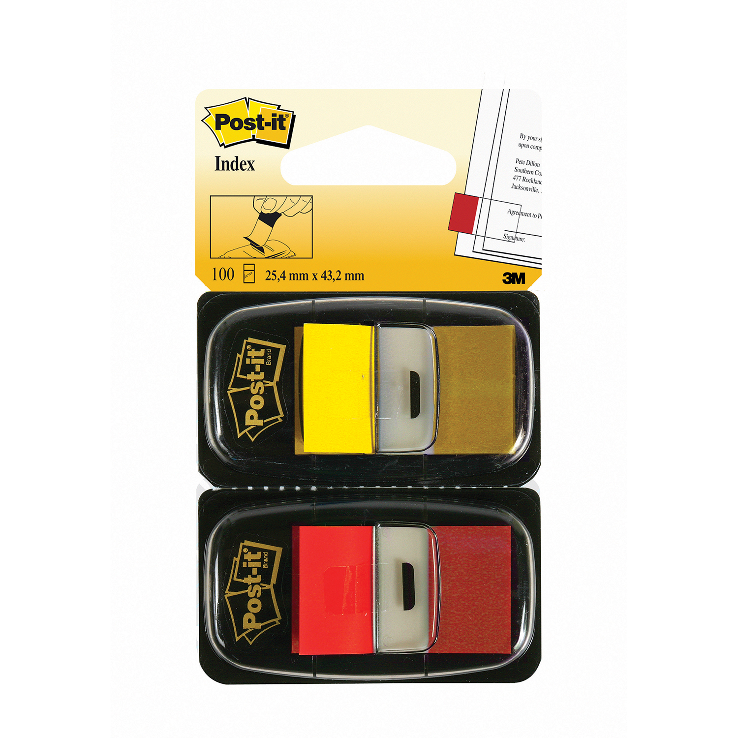 POST-IT INDEX DUAL PACK-1 RED/1 YELLOW