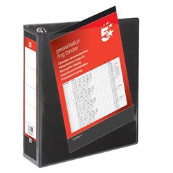 5 STAR A4 PRES RBNDR 65MM 4D-RING BLK