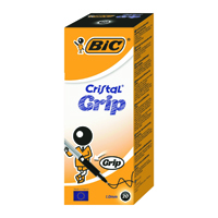 BIC CRISTAL GRIP BALL PEN MED BLACK PK20