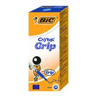 BIC CRISTAL GRIP BALL PEN MED BLUE PK20