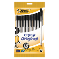 BIC CRISTAL BALLPOINT MEDIUM BLACK PK10
