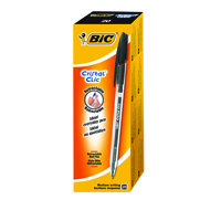 BIC CRISTAL CLIC RET BALL PEN BLACK PK20