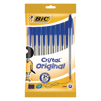 BIC CRISTAL BALLPOINT MEDIUM BLUE PK10