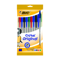 BIC CRISTAL MED ASSTD BALLPOINT PEN PK10