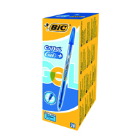 BIC CRISTAL PLUS GEL PEN MED BLUE PK20