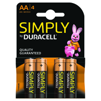 DURACELL AA SIMPLY BATTERY PK4