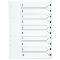 Q CONNECT INDEX 1-10 POLYPROP WHITE