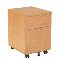 FF JEMINI OAK 2 DRAWER MOBILE PED