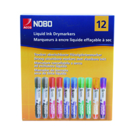 NOBO LIQUID INK DRYWIPE MARKER ASTD PK12