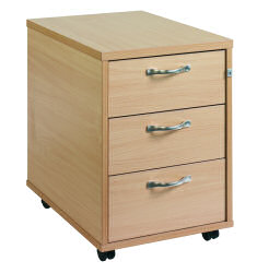 MOBILE PEDESTAL 3 DRAWER 600MM OAK