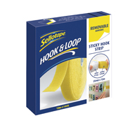 SELLOTAPE YLW HOOK STRIP 25MM REMOVABLE