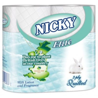 NICKY ELITE QUILTED TOILET ROLLS 3PLY PK 40