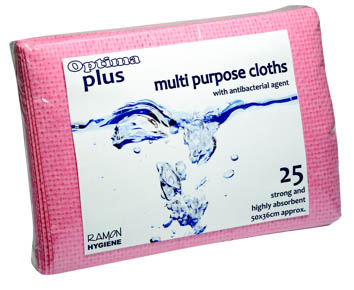 OPTIMA LAVETTE WIPING CLOTHS RED PK 25
