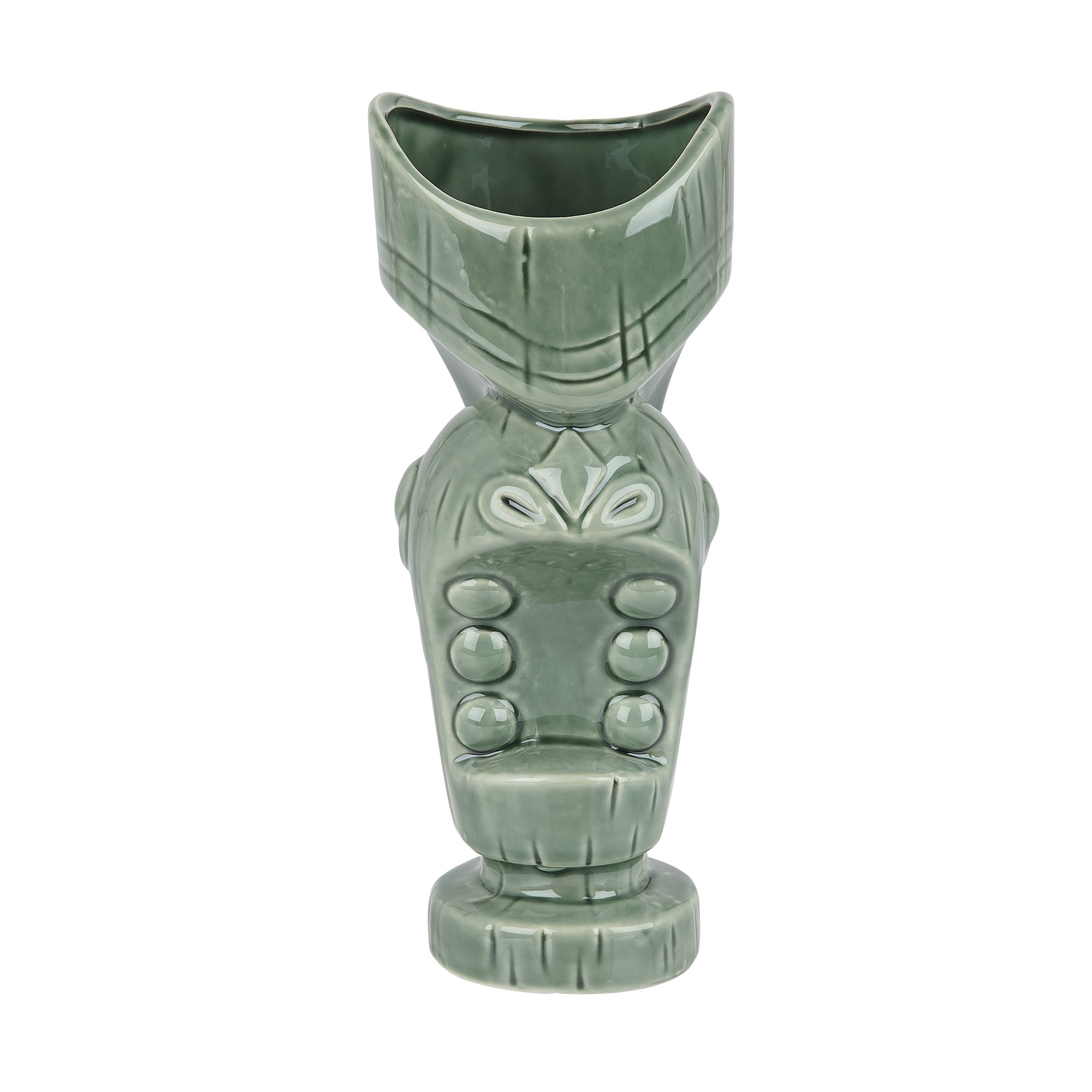 Ceramic Large Mouth Tiki Mug 650ml Jungle Green