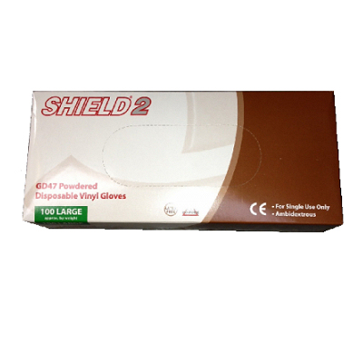 POWDERED CLEAR VINYL GLOVES LARGE PK 100