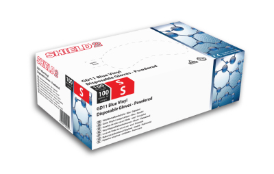 POWDERED BLUE VINYL GLOVES XL PK 100
