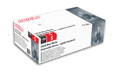 POWDERED BLUE NITRILE GLOVES LARGE PK 100