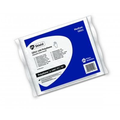 BLUE & CLEAR POLYTHENE GLOVES MEDIUM PK 100